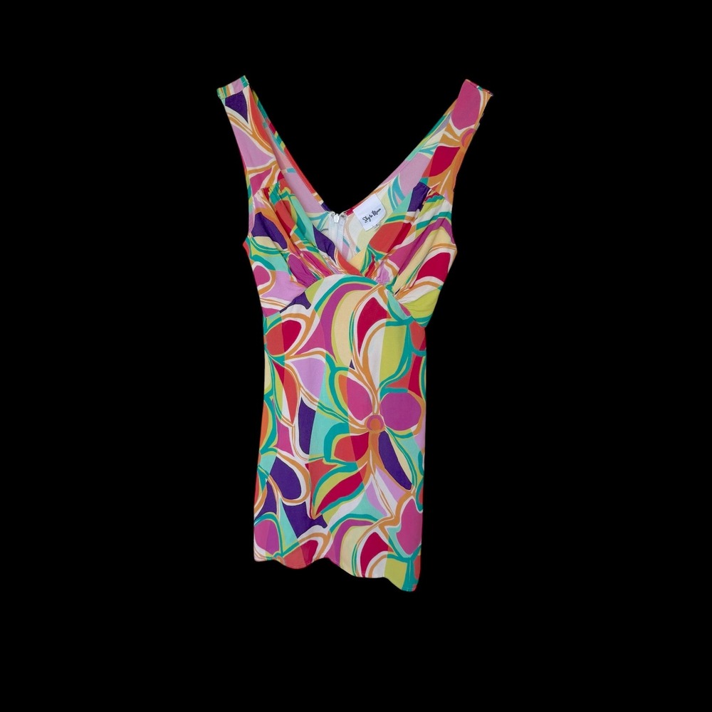 Sky to Moon Psychedelic Floral V-Neck Mini Dress‎ Small